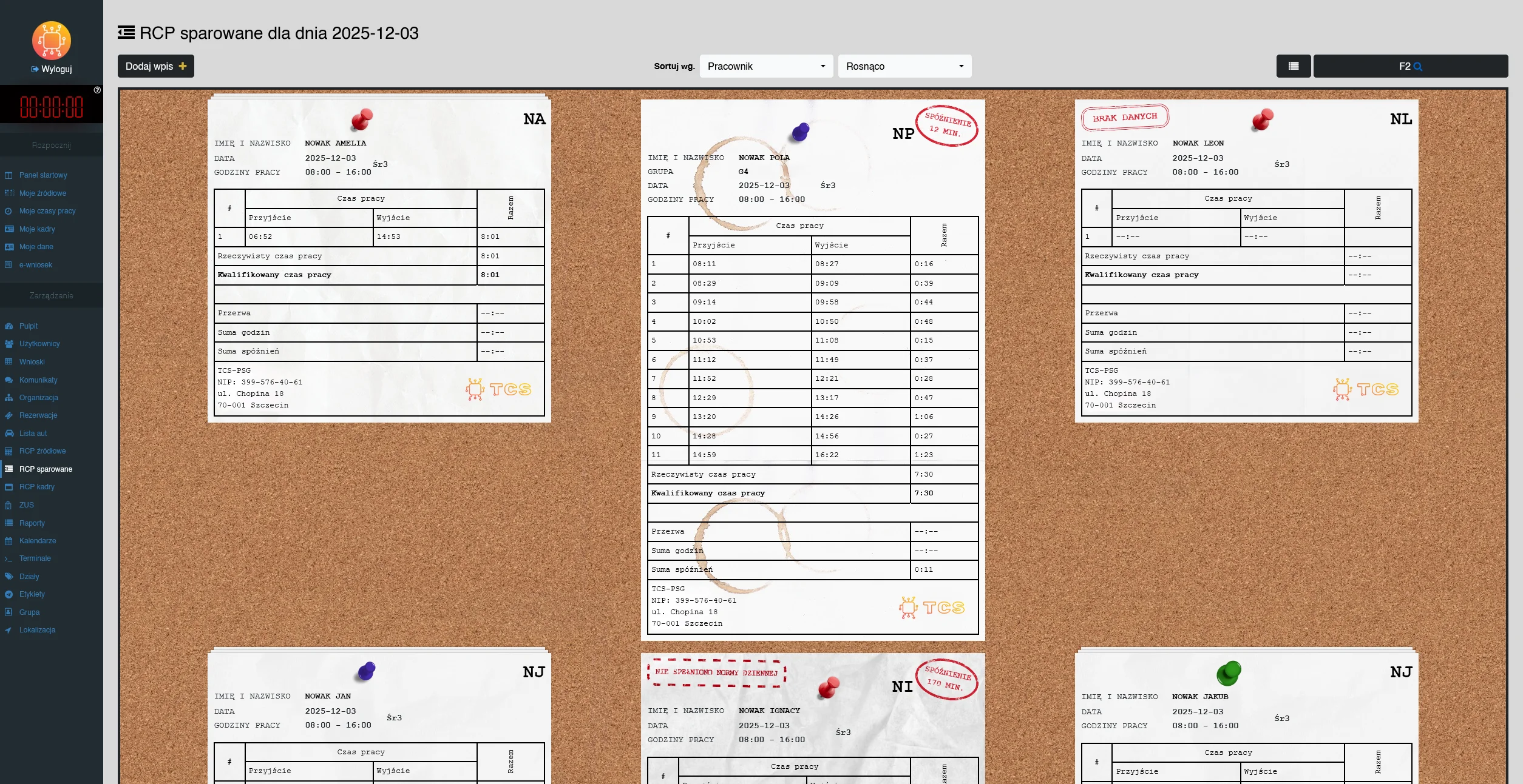 TCS - Rejestracja Czasu Pracy tcs rcp sparowane2
